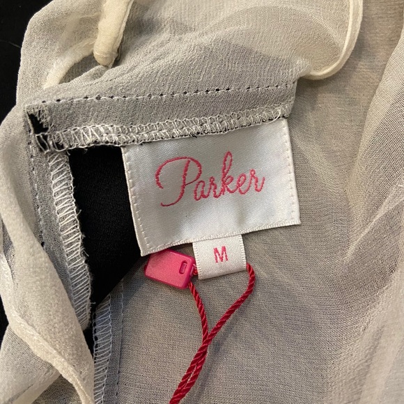 Parker New Silk Pipsy Sheer Black and White Shift Dress Size Medium - Picture 12 of 12